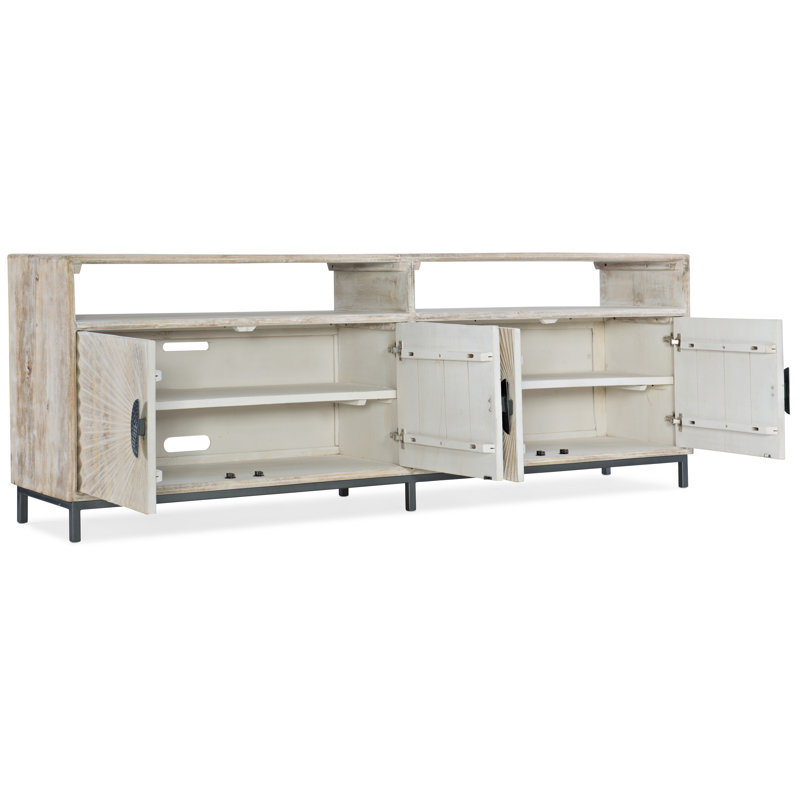86'' Light Wood Entertainment Console with Metal Base