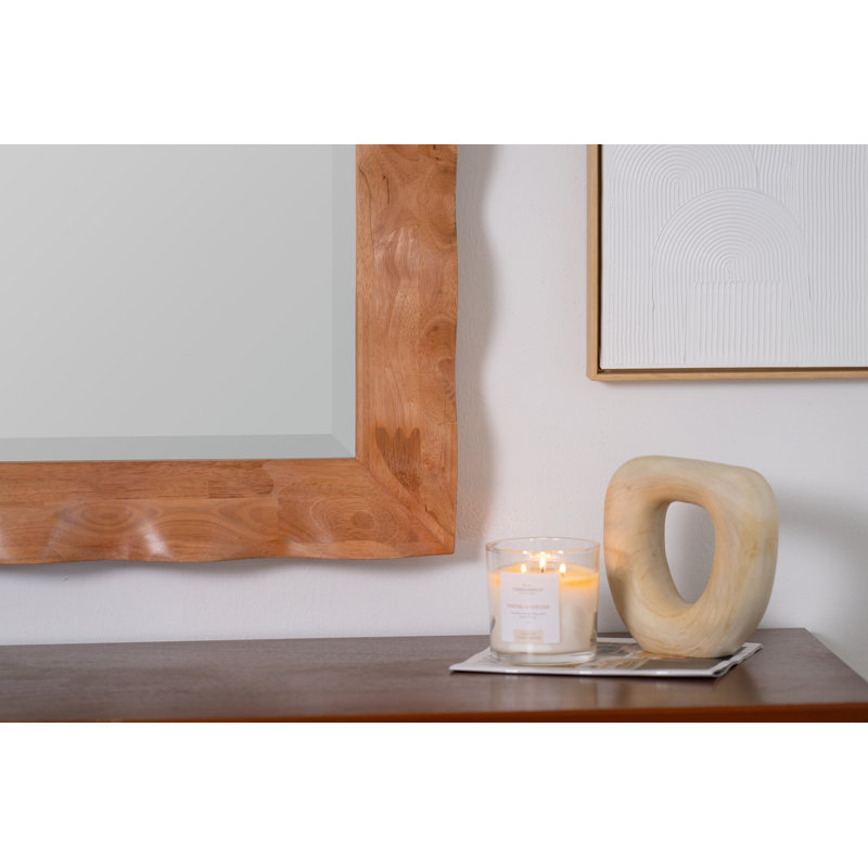 Shaya Rectangle Solid Wood Beveled Mirror, Brown