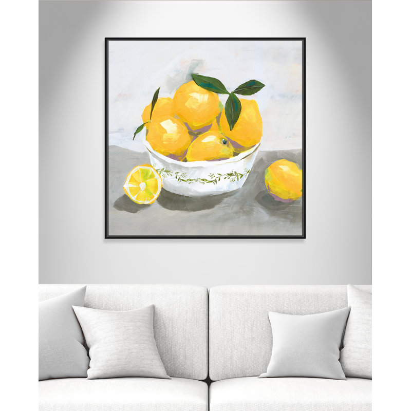 Hayons Lemons par Isabelle Z - reproduction, Toile avec cadre noir, H 37,5 po x l 37,5 po x P 2 po