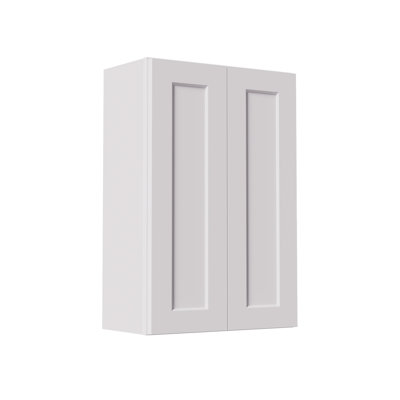 Armoires de salle de lavage de 24 pouces fixées au mur, armoire de rangement en bois massif au-dessus de la toilette, armoires de rangement de salle de bain avec 2 portes à shaker et tablettes, facile à assembler pour la cuisine, le garage - blanc