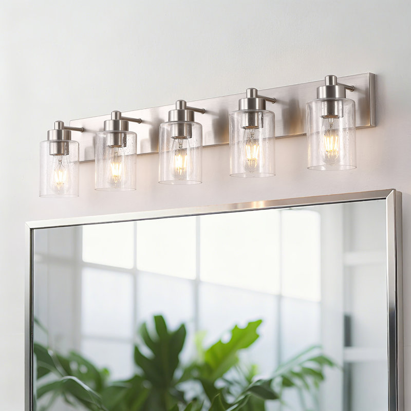 Éclairage de meuble-lavabo contemporain à DEL Sted, Nickel, 5 lumières