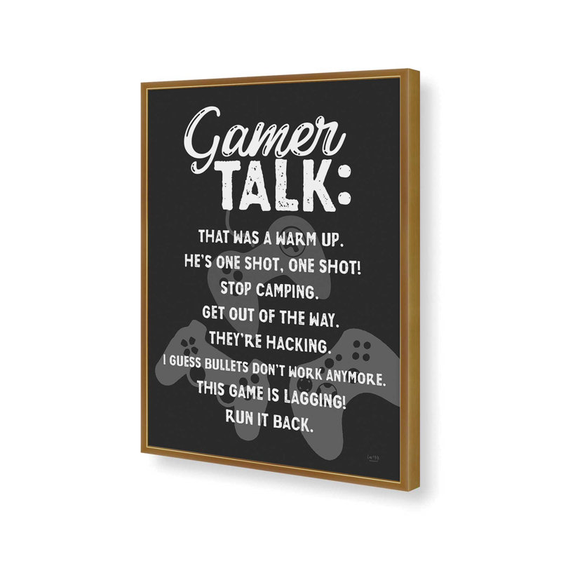 Reproduction d'art «Gamer parler» par Lux + Me Designs, L 24 po x H 32 po, Doré, Framed Print