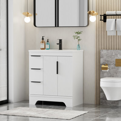 Ensemble de meuble-lavabo moderne simple 30 "avec comptoir en résine Skeen, robinet, assemblage requis Skeen