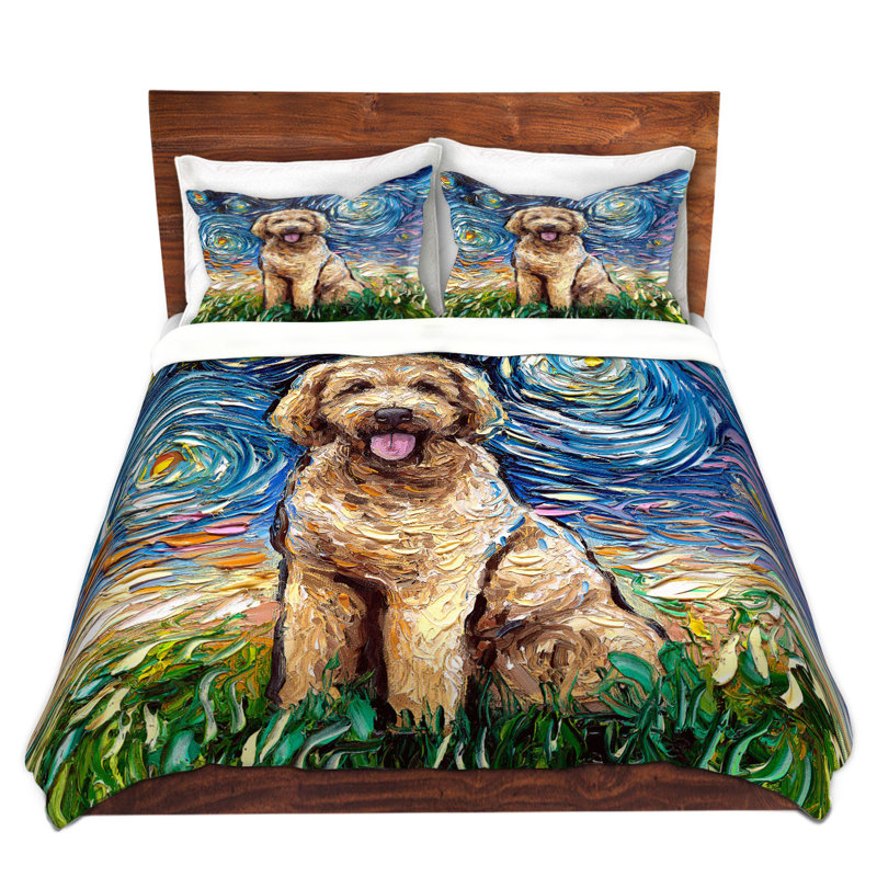 Ensembles de housses de couette DiaNoche en microfibre par Aja Ann - Golden Doodle Dog