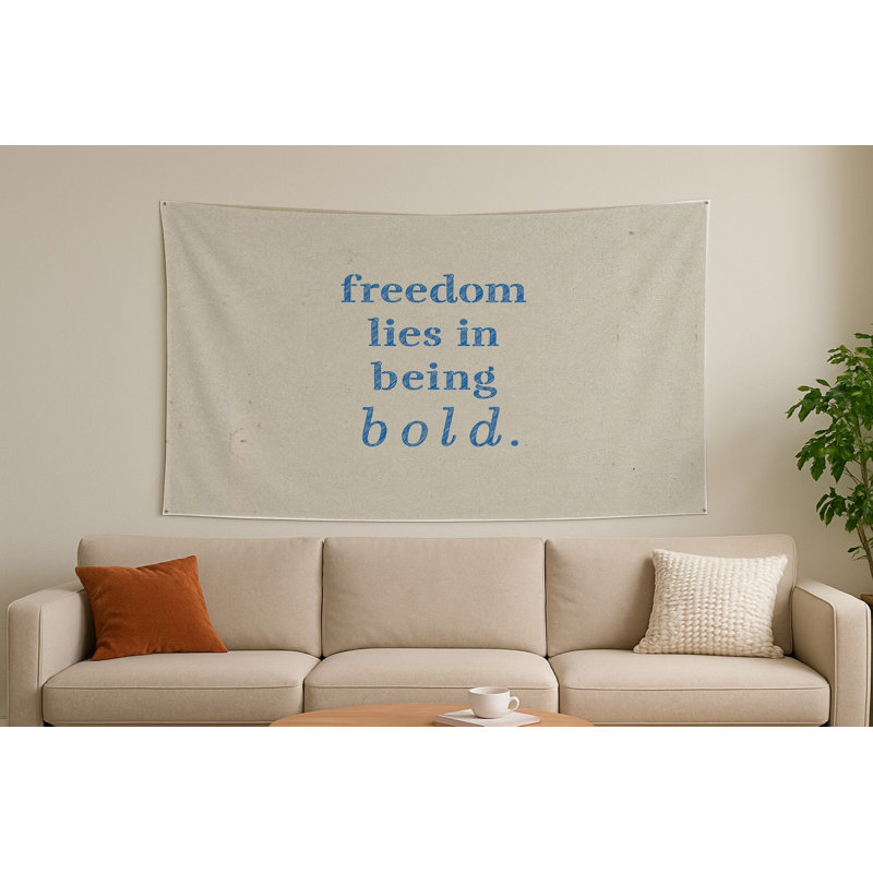 «Freedom Lies in Being Bold» - Feuille holographique - Tapisserie murale paysage, H 26 po x l 36 po