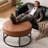 31.5'' Round Upholstered Ottoman with Storage Iron Frame-1053758103