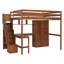 Lit mezzanine double avec bureau, garde-robe et escalier de rangement, lit mezzanine en bois de pin massif avec station de charge-1999456028