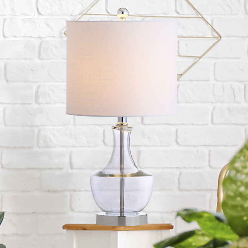 Alper 20" Mini Glass LED Table Lamp, Chrome