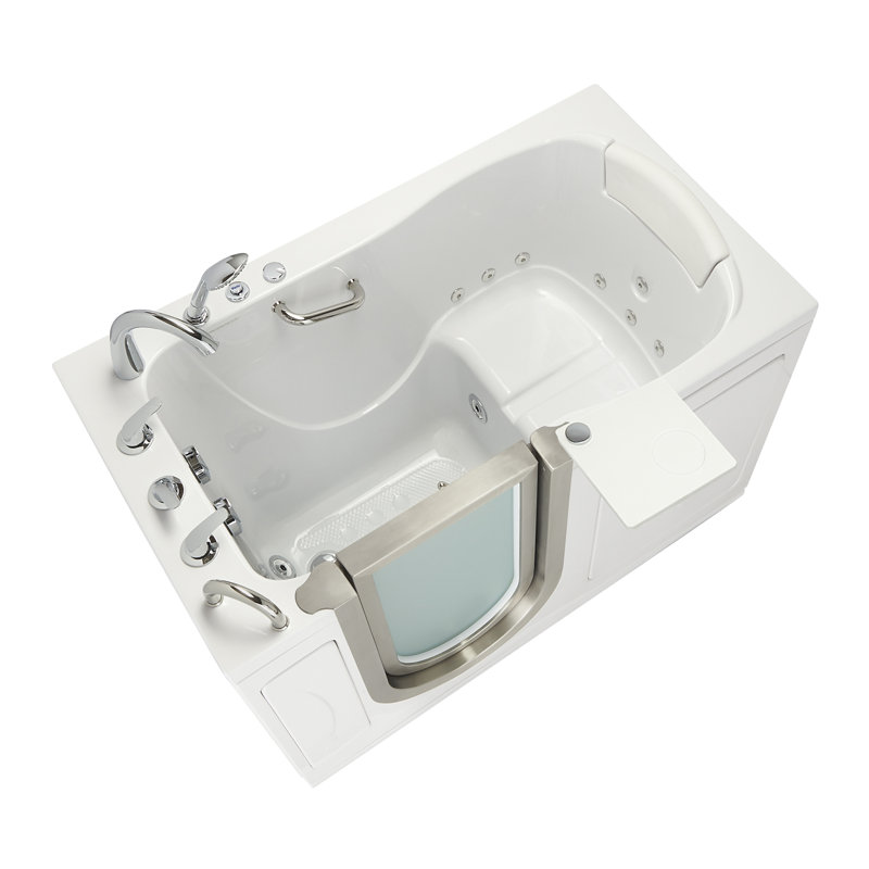 Ella Royal 32"x52" Acrylic Hydro Massage Walk-In Bathtub with Left Inward Swing Door, Heated Seat, 5 Piece Fast Fill Faucet, 2" Dual Drain