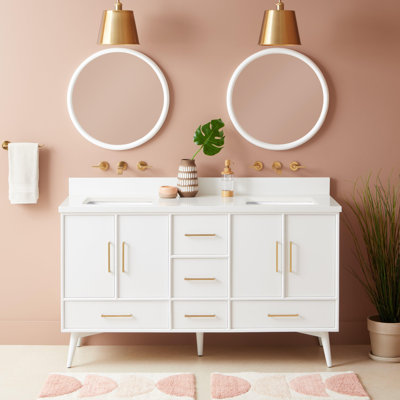 Ensemble de meuble-lavabo double 60 po avec lavabo sous plan Novak