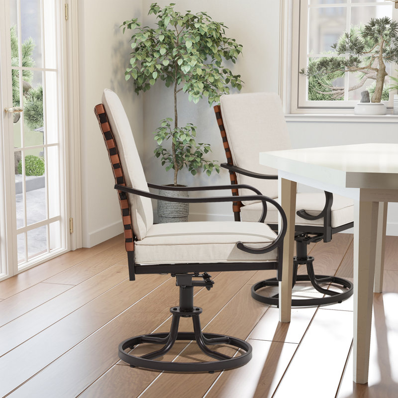 Wrought Iron Chairs Outdoor EROMMY Patio Wicker Swivel Chair Set