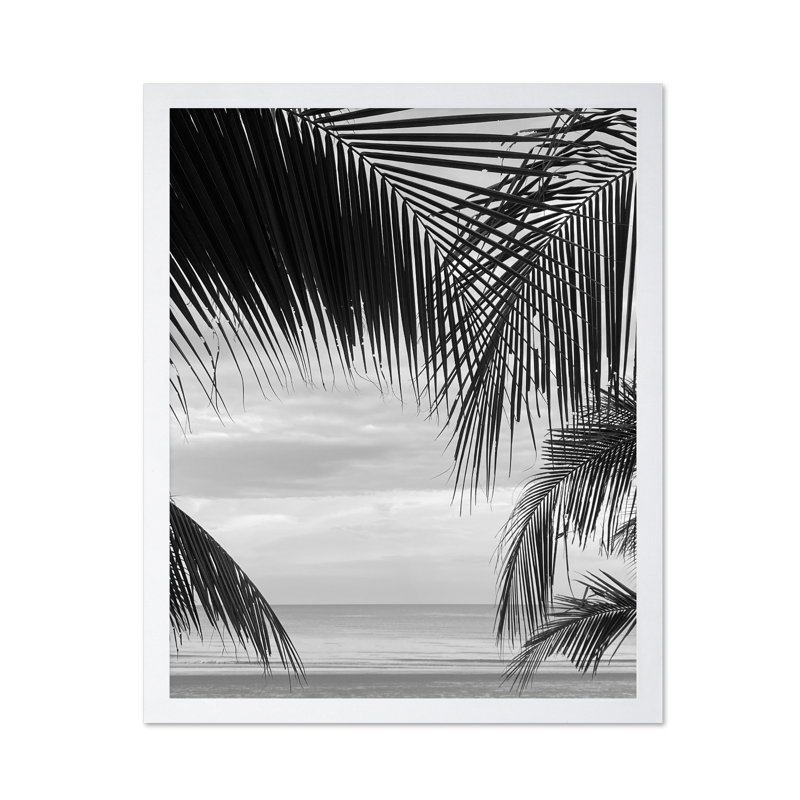 Vue entre les feuilles de palmier, 08"H x 10"W, Poster, White Framed