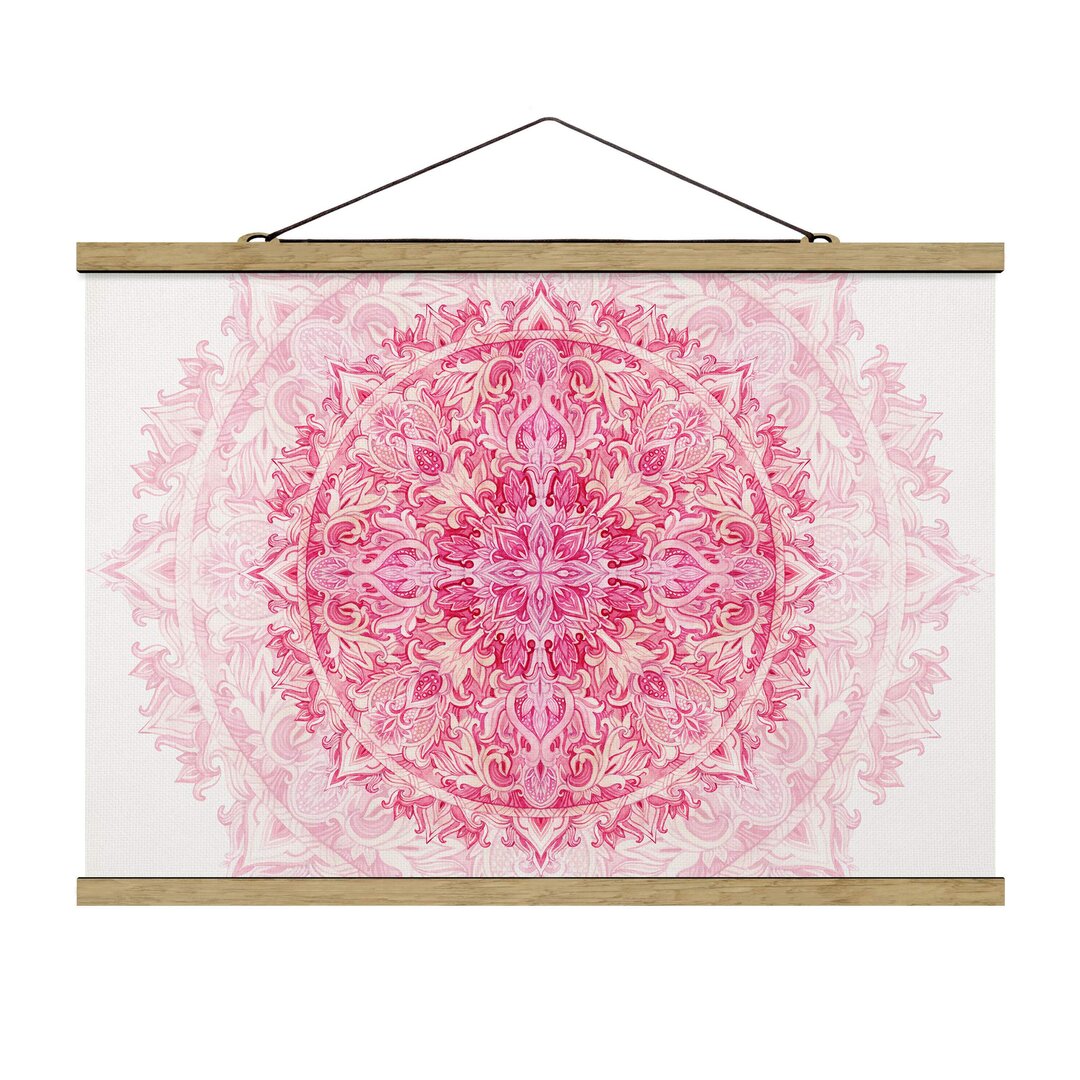 Stoffbild Mandala Watercolor Ornament Pink