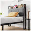 Structure de lit simple en métal avec station de charge et tête de lit avec rangement, décor en bois rustique, aucun sommier nécessaire-1862507030