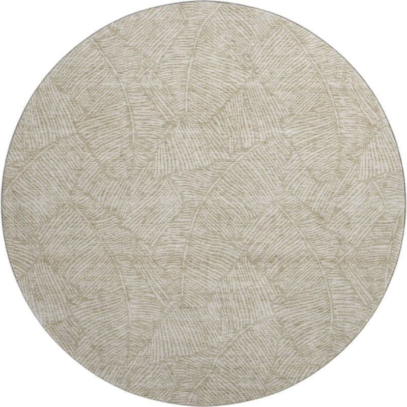 Premium Machine Washable Prisco Taupe Rug, Round 8'