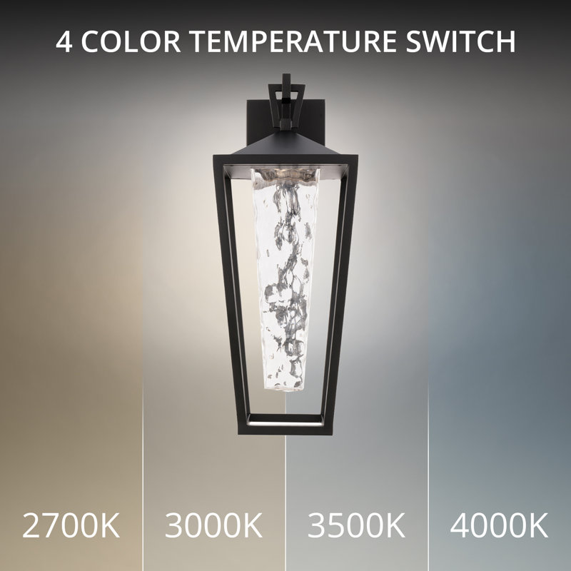 Manchester Dimmable LED Outdoor Wall Light With Color Temperature Switch, Weather Resistant Powder Coated Finish 