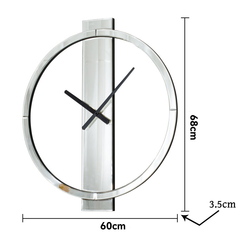 Glass Wall Clock, Silver
