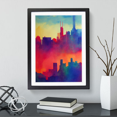 City Skyline In Watercolour No.2 Abstract - Single Picture Frame Painting