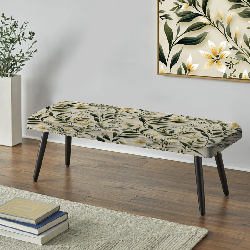 Banc rembourré Plants, Beige et vert