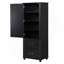 Armoire de rangement de salle de bain autoportante de 61 po de hauteur avec 2 tiroirs et tablettes réglables, tour de lin en noir 61 po-261429980