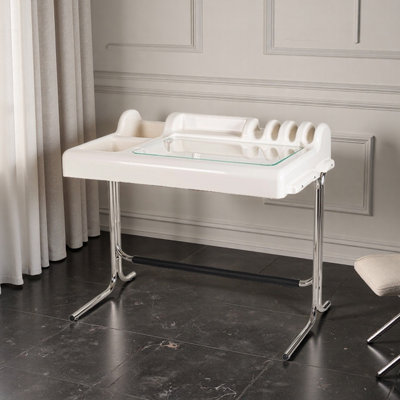 Creamy White 39.37inch Wide Multi-functional Desk