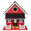 Maison d'oiseaux poule - rouge