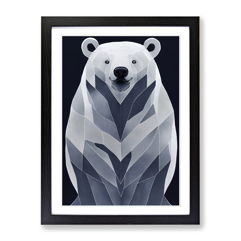 Anjenette Polar Bear Neoplastic - Picture Frame Print, 34cm H x 25cm W, Oak