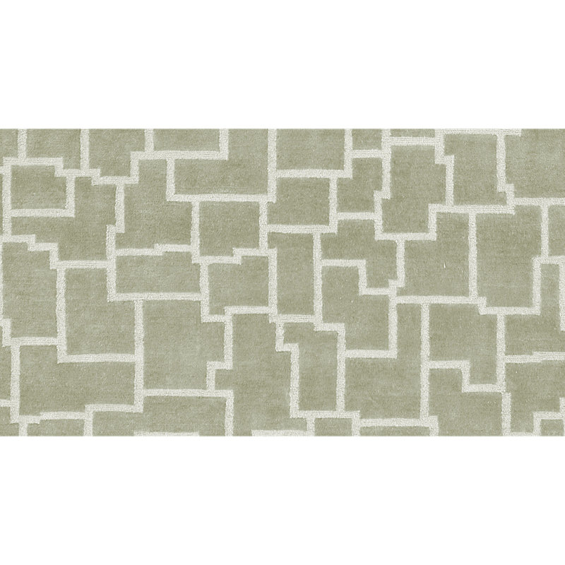 Hand Knotted Abstract Area Rug in Pistachio/Ivory, Rectangle 9' x 12'