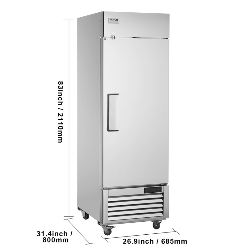VEVOR 19.32 Cu. Ft. Stainless Steel Reach-In Freezer with Auto-Defrost