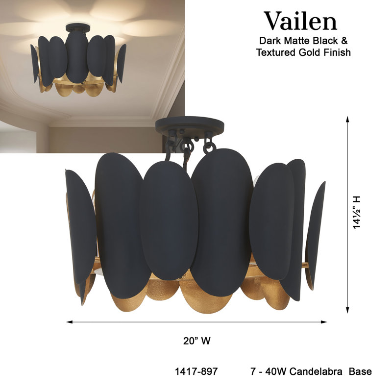 Plafonnier semi-encastré 7 lumières 20 po Vailen