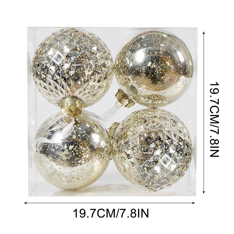 Ensemble de 4 suspensions de Noël en forme de boule de 10 cm, Beige