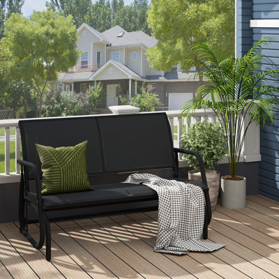 Banc oscillant d'extérieur de patio, causeuse en filet respirant à dossier haut, balancelle en métal pour la cour et le porche