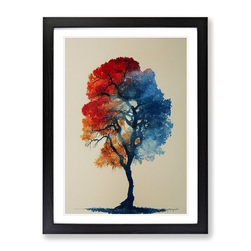 Tree No.5 - Single Picture Frame Painting, 64cm H x 46cm W x 2cm D, Black