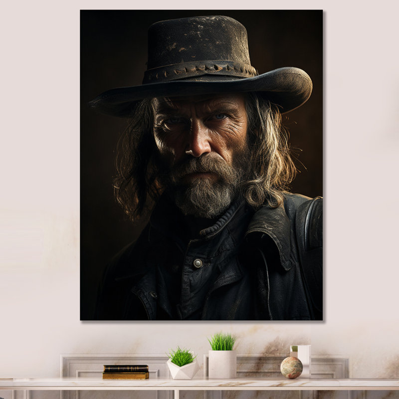 Western Lone Outlaw Portrait sur impression sur toile, H 40 po x l 30 po x P 1,5 po, Toile tendue