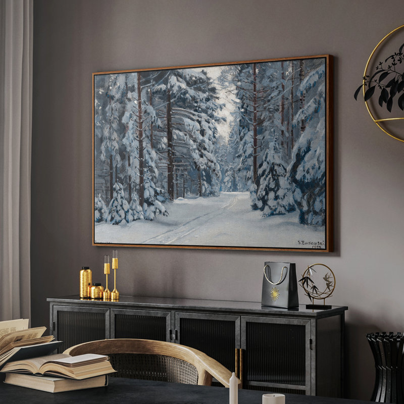 Paysage rétro - DCCLX III, Toile encadrée noyer flottant, H 17 po x l 25 po x P 2 po