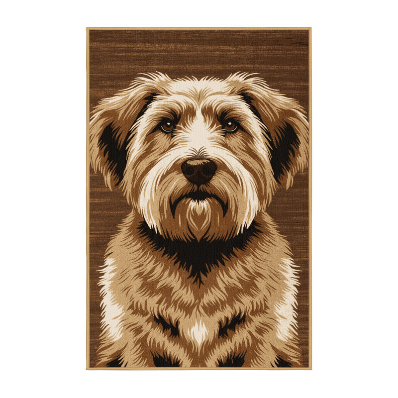 Washable Briard Dogs Area Rug, Runner 2' x 4'