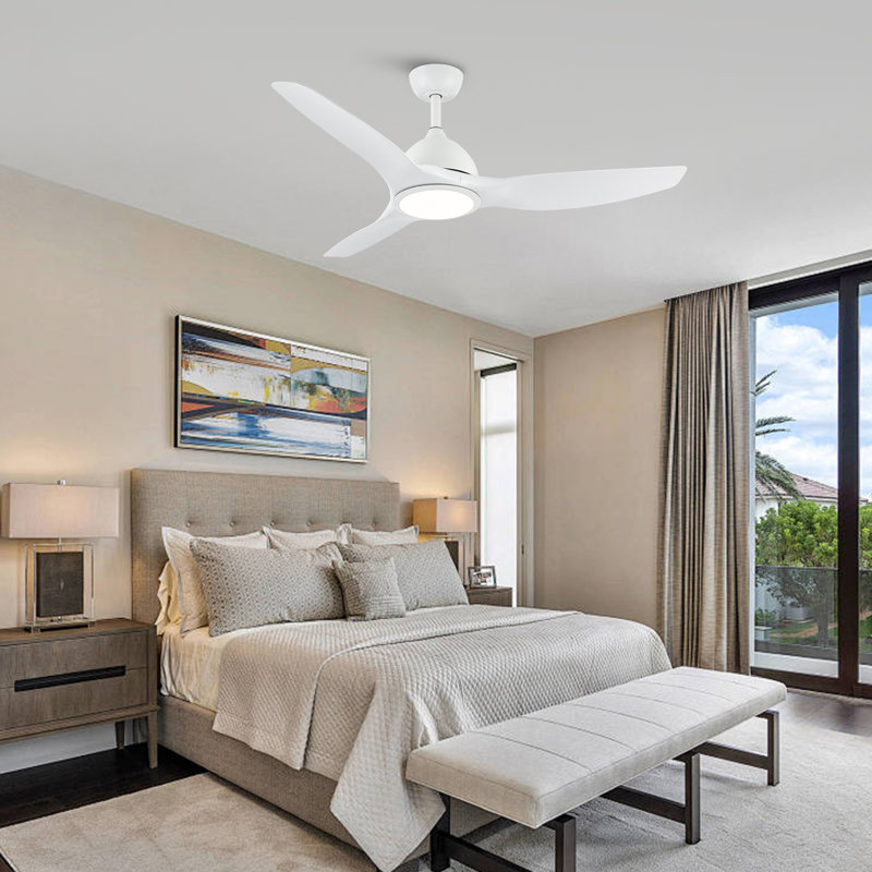 Vaczon 52" Modern Propeller Dimmable Ceiling Fan with LED Lights and Remote Control, 6 Speeds Reversible DC Motor, 3 Color Lights, Timer, 4''/10'' Downrods, for Indoor/Covered Outdoor Use
