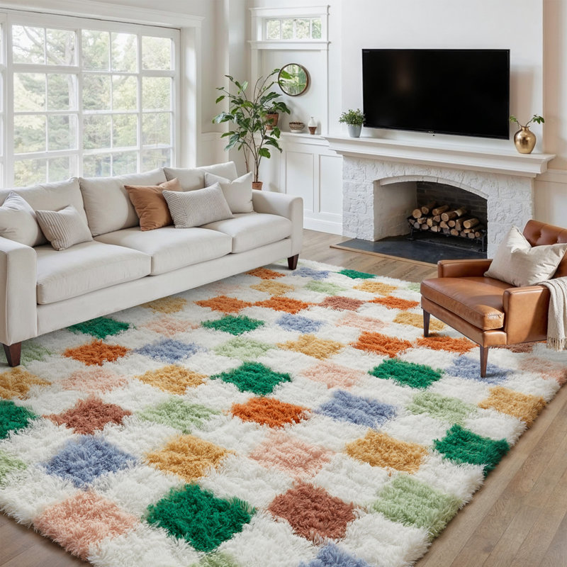 Tapis à poil long Celi, Rectangle 6 pi x 9 pi, Multicolore