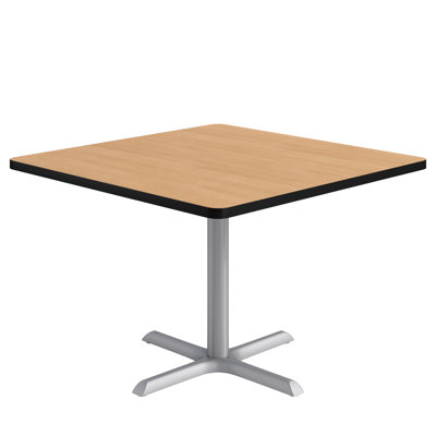 KFI Studios Proof 42" Square Pedestal Table, Grey Top, Black X-Base