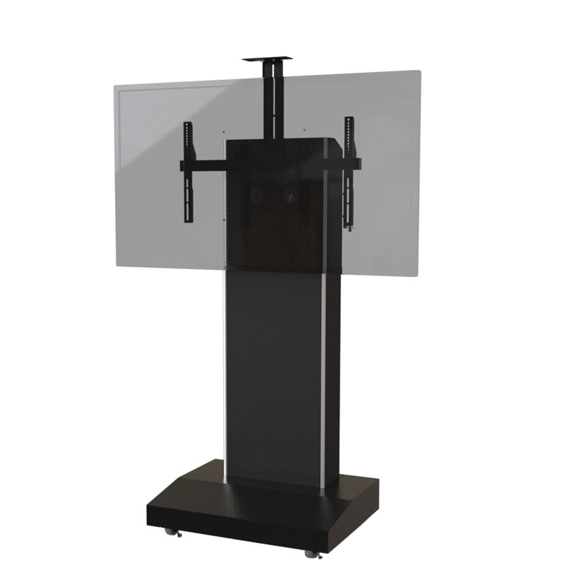 Support de plancher pour écrans de plus de 50 po avec tablettes, pouvant supporter jusqu'à 160 lb, Noir