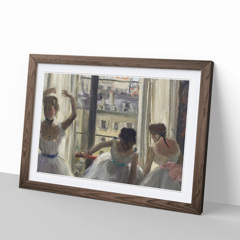Three Ballet Ballerina Dancers by Edgar Degas - Picture Frame Painting, Walnut, 27cm H x 36cm W x 2cm D