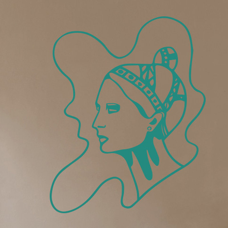 Art Nouveau Women Wall Sticker, Large, Aqua Green