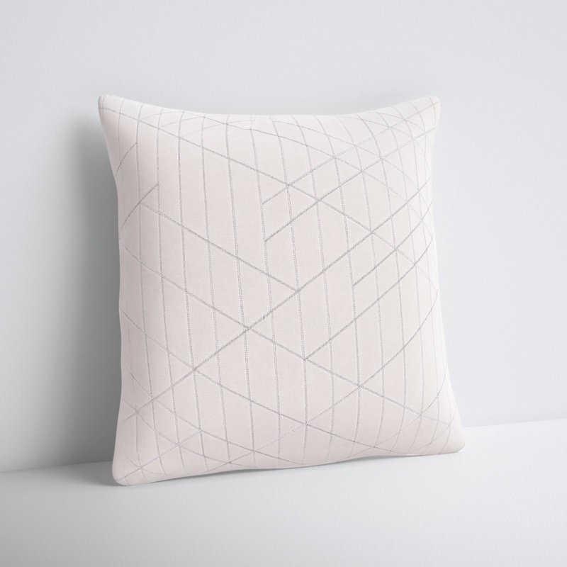 Herrera Square Cotton Pillow Cover & Insert, 22" x 22", Pillow Cover Only, Gray
