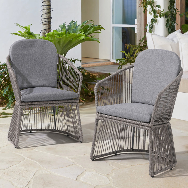 Fauteuil d'extérieur avec coussin, Gris