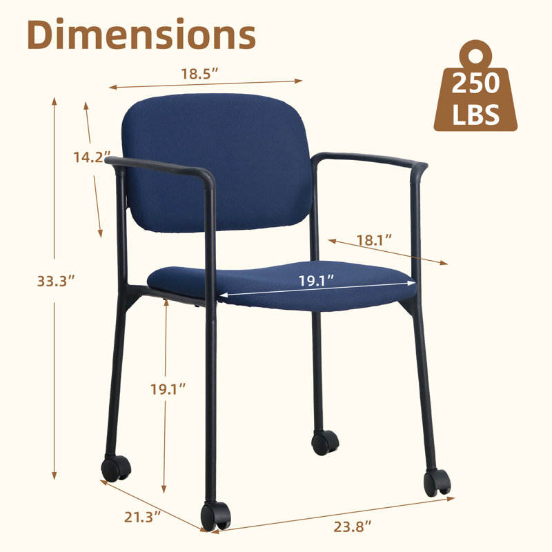 Chaise de salle d'attente empilable avec roues amovibles, Bleu