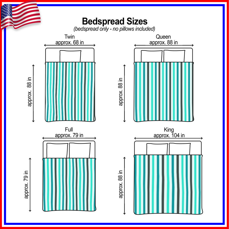 Vertical Blue Stripes Quilted Bedspread All Sizes, King