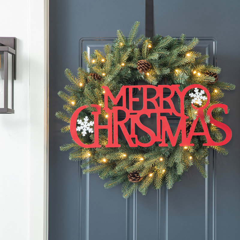 Red Iron Merry Christmas Outdoor Wall Sign