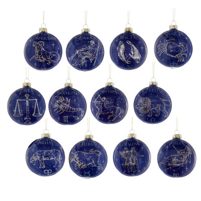 4'' Glass Astrology & Stars Ball Ornament