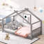 Lits robustes pour lit simple en bois, finition grise, idéal pour les enfants