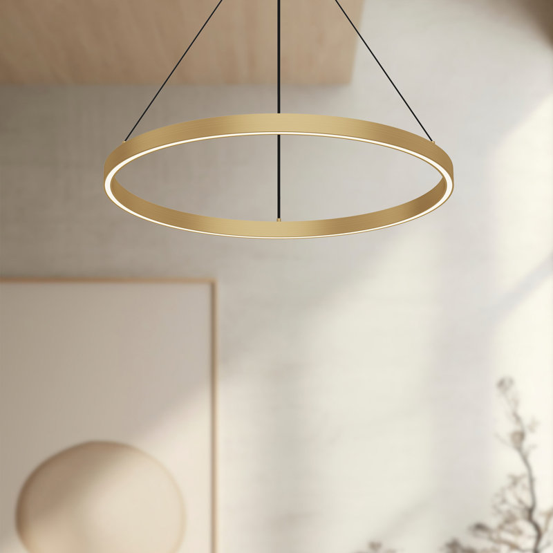 Cerchio 1 - Light LED Pendant, 123.38" H x 23.63" W x 23.63" D, Brushed Gold
